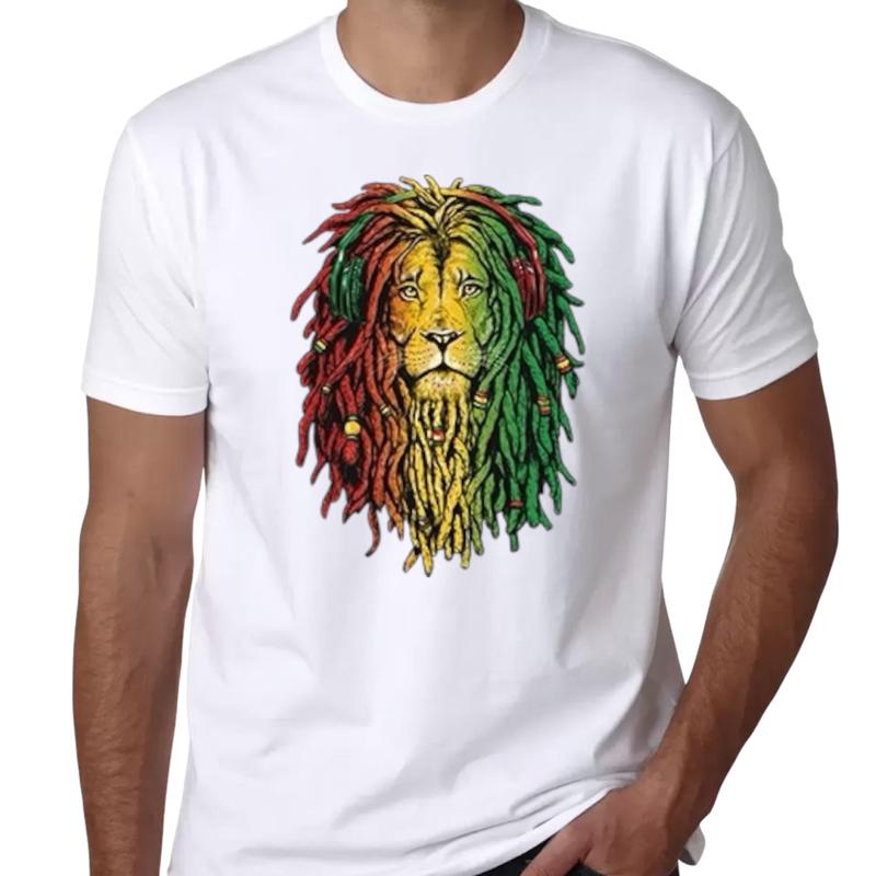 Rasta Lion Graphic T-Shirt - Bold and Vibrant Jamaican-Inspired Style S