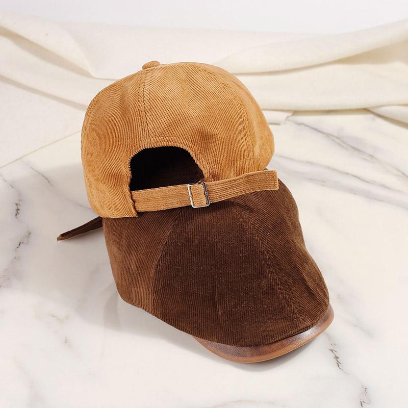 RICYGVM Autumn Winter Corduroy Beret For Women Retro Classic Solid Color Forward Hat Men Painter Fashion Sunshade Duckbill Cap