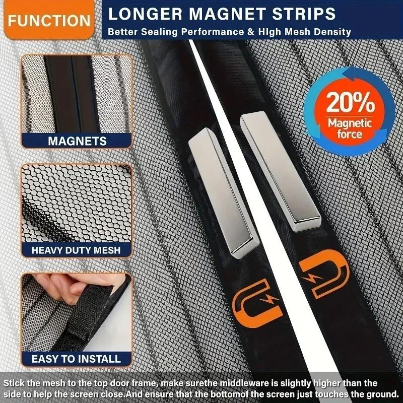 Polyester Screen Door Self-sealing and Door Screen Magnetic Self Adhesive Seal To Keep Bugs Out Retractable Screen Door