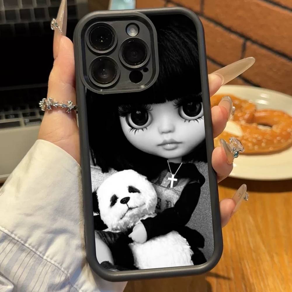 Dark Cute Girl Doll  Soft Silicone Case For iphone 17 Air 16 15 14 13 12 11 Pro Max Plus Shockproof TPU Phone Cover