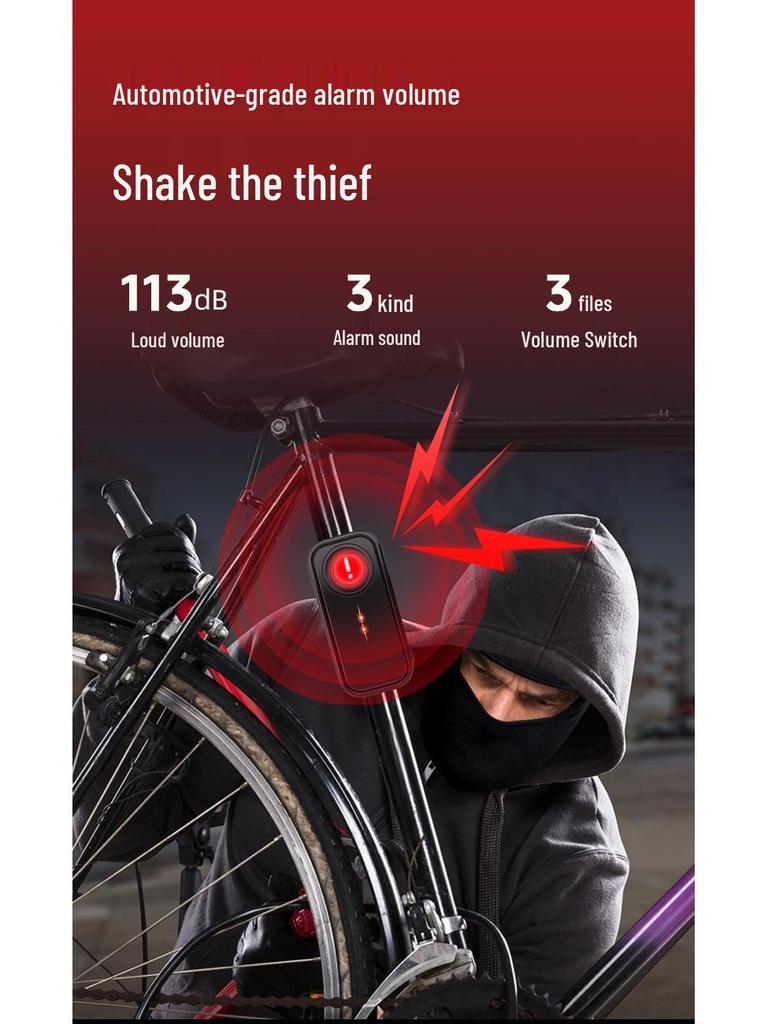 Alarme Antivol & Lumière Clignotante pour Vélo Électrique avec Capteur de Vibration, Étanche IP66, Protection Longue Distance pour VTT