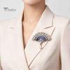 Rhinestone Lapel Pin Faux Pearl Folding Fan Brooch, Chinese Style Pin, Vintage Clothing Accessory Sweater Cardigan Coat Suit Scarf Decor, Women