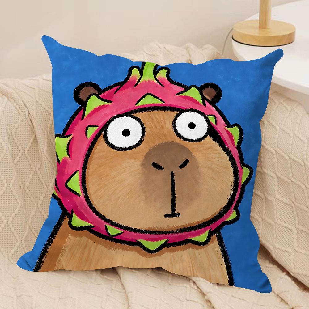 Cute Kicapara Cartoon Cushion Cover Silky Short Plush Invisible Zipper Dustproof Sofa Pillow Case For Home Decor