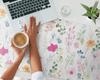Protective Decorative Mat for Office Table, Floral Vintage Pattern, 120x60 cm