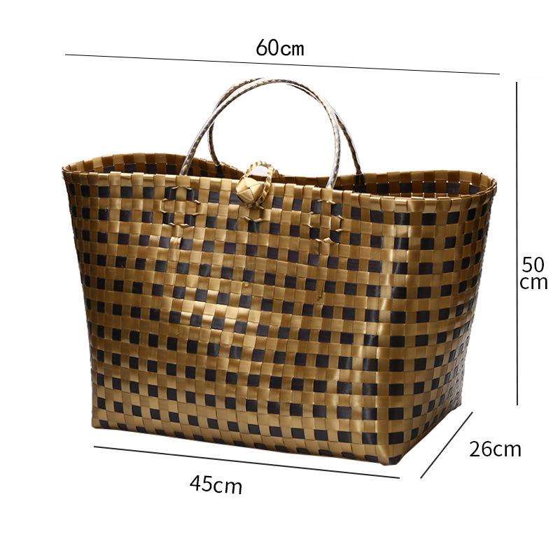Vietnamese Large Imitation Rattan Handled Storage and Grocery Basket