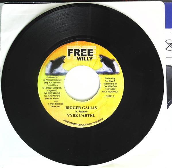 

7-дюймовая пластинка VYBZ KARTEL / SILVER CAT - Bigger Gallis / Rolling With Girls НЕТ Free Willy 2002 Ямайка Регги, Ска и Даб Б/У