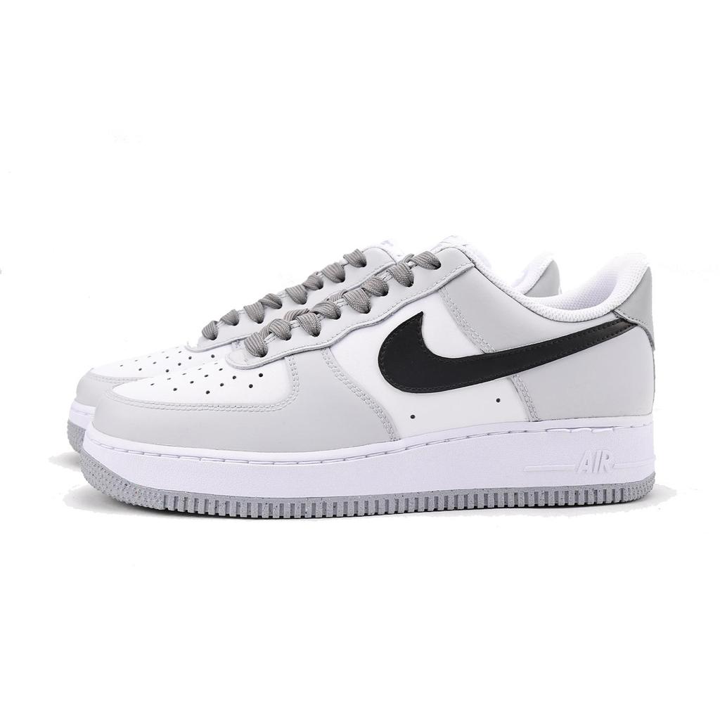 Nike Air Force 1 Coverage Slip Resistant Low Top Skateboard Shoes Men's Gray White Black FJ4146-100(Team59-)