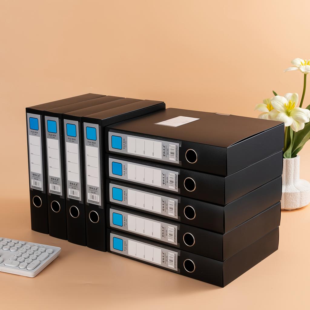 9pcs A4 Size Foldable Document Binder, Thickened PP Material, Vertical Accounting Voucher Document Storage Box with Label Holder