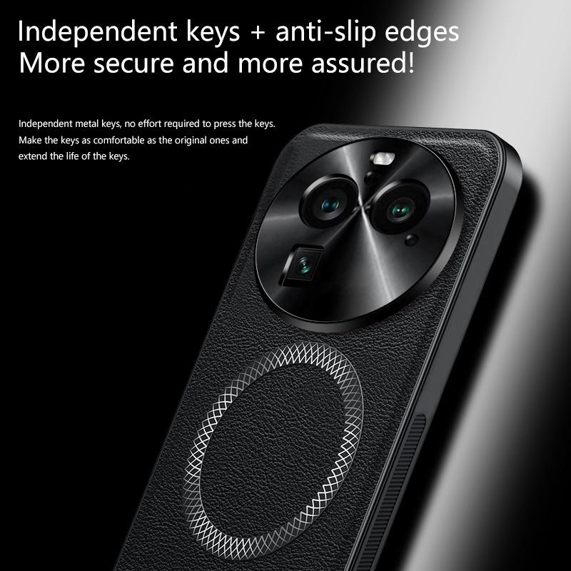 For Oppo Find X6 Case Magnetic Elegant Leather Wear-Resistant Lens Fully Covered Non-Slip Grip Edge Cover Shell