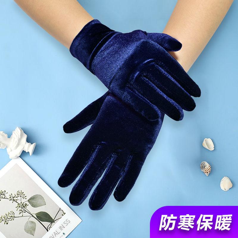 1 Pair Women Fall Winter Gloves Velvet Five Fingers Solid Color Shopping Guide Gloves Thick Non-Slip Warm Windproof Prom Party Jewelry Shop Sales KTB