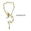 Elegant Gold Plated Peace Bird Charm Sweater Chain 80cm Length Retro Long Necklace Jewelry For Layering Outfits