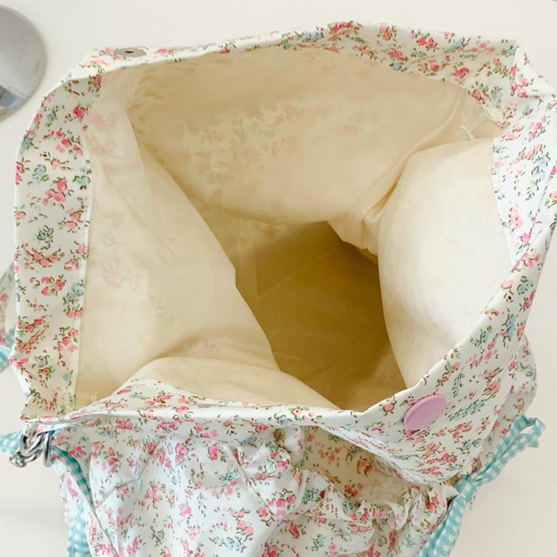 Women's Floral Print Crossbody Shoulder Bag Fashion Washable Fabric Pink Flowers Small Backpack for Casual & Special Occasions AVE