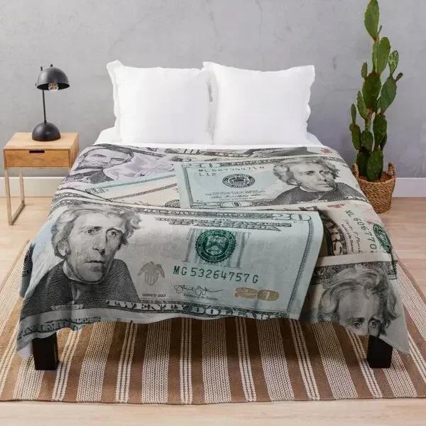 Dollar Geldschein Muster Flanelldecke Superweich Warm Leichtgewicht Königin-Größe für Bett Sofa Couch Decke für Teenager