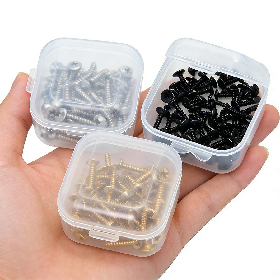 50pcs Electric Guitar Bass Pickguard Screws & 1pc 3.5cm Mini Storage Box Universal Guitar Screws Musical Instrument Accessories