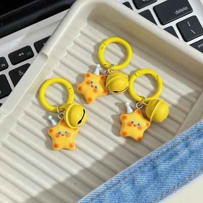 Keychain with Smiling Star And Bell Pendant Keyring Lightweight Bag Hanger Gift for Friends And Couple