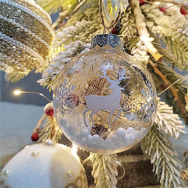 New Christmas 8CM Christmas Ball Handmade Hemp Rope Transparent Ball Christmas Tree Pendant Hang Ball Decoration Set