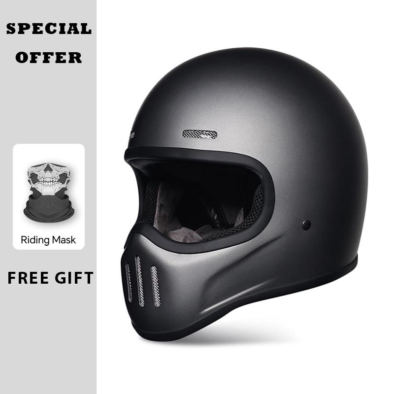 TT&COCASCOS Retro Fiberglass Full Face Helmets for Motorcycle Cafe Racer Moto Scooter Racing Fiber Glass Helmet Japanese Style