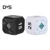 Rotierender Würfel-Timer, 5-15-25-45 Min., LED-Anzeige, Schiebeschalter, Pomodoro-Produktivitäts-Timer-Würfel, tragbarer Vibrations-Stummschaltalarm für Arbeit, Studium, Küche