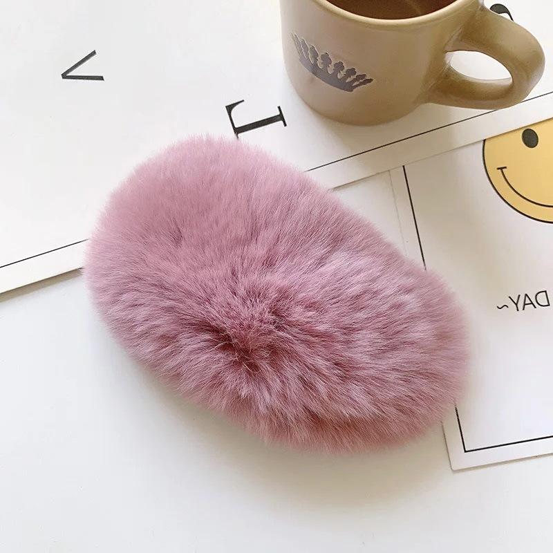 Autumn and Winter Plush Hairpin Wild Candy Net Red Bb Side Clip Korean Real Rex Rabbit Fur Hair Accessories Hairpin