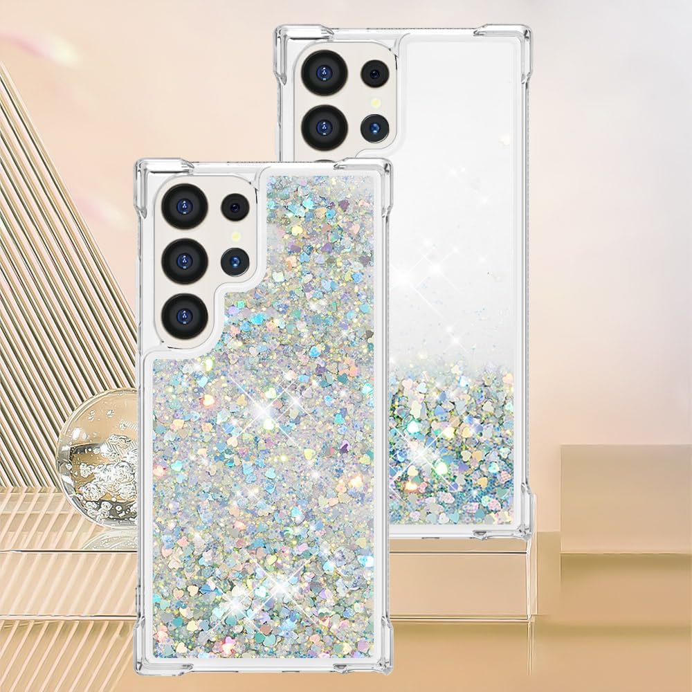 Case for Samsung Galaxy S25 Ultra Case Glitter Bling Cute Clear Phone CaseFloating Quicksand Shockproof Protective Bumper Soft TPU Cover for Samsung