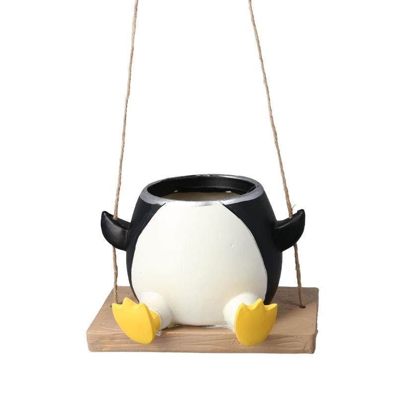 

Hangings Swing Penguins Planter Pots Penguins Planter for Indoor Outdoor Plant Cute Penguins Flowers Pots Succulents Pots 1