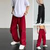 Herren-Cargohose mit großer Tasche im Hip-Hop-Stil, High Street, weites Bein, lockerer Vintage-Stil, Kordelzug, elastischer Bund, volle Länge, tiefer Schritt