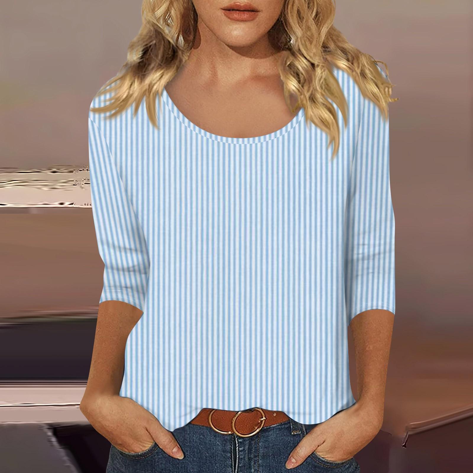 

Женский повседневный топ с U-образным вырезом и рукавами 3/4 L