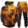 Animal 3D Tiger Printed Hoodie + Pants Suit Cool Men/Women Sweatshirt 2 Pcs Sportwear Tracksuit Set Spring Autumn Men's Clothing