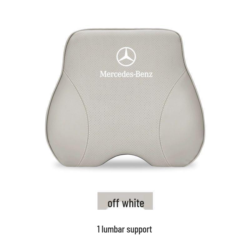 Cojín de Cabeza y Respaldo de Cuero Genuino para Coche Mercedes-Benz - Almohada Universal para E300L, C260, GLC (Todas las temporadas)