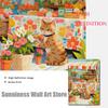 Tabby Cat Flower Market Posters and Prints Canvas Painting Cherry Blossoms Wall Art Pictures for Living Room Home Decor Cuadros