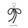 Bowknot Heart Pendant Keychain Beaded Phone Charm Detachable Bow Phone Lanyard Handmade Keyring Jewelry for Wallet Bags