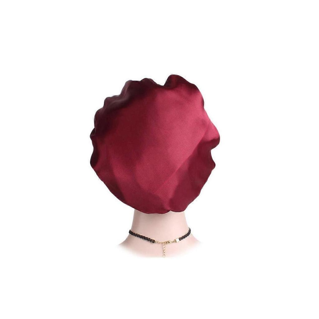 Satin-Schlafhaube für Damen und Herren, Haarpflege-Haube mit sanftem Kopfhautkomfort, Rot