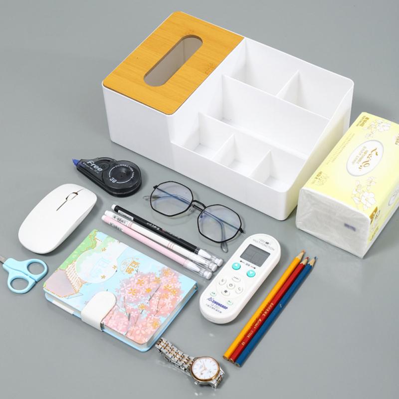 Removable Tissue Box With Bamboo Cover Modern Simple Reusable Napkin Box Paper Dispenser For Home