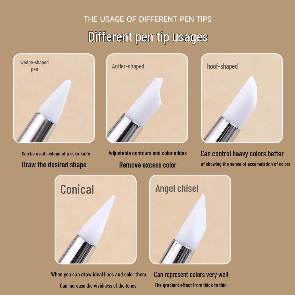 Double-Ended Sandalwood Carving & Glue Mixing Pen: Comfortable Grip, Multi-Functional Silicone Nail Art Tool.