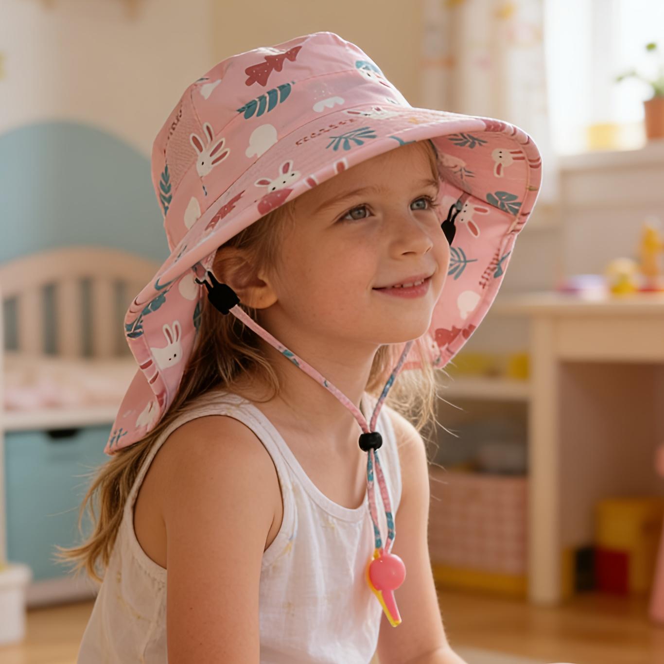 

Children s Cute Breathable Sun Hats Kids Caps Girls Anti-ultraviolet Outdoor Beach Hat Boys Quick-drying Shawl Large Sun Hats рожевий