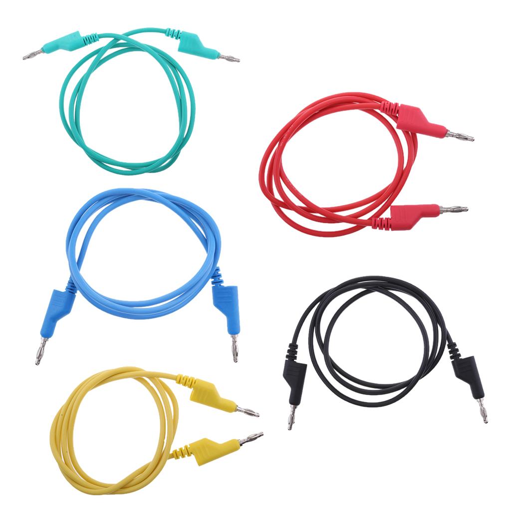 5Pieces Banana to Lead , 4mm Stackable Plug Silicone Test Cable for Multimeter,