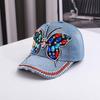 European and American Fashion Rhinestone Butterfly Denim Baseball Cap - Versatile Outdoor and Sun Protection Accessory