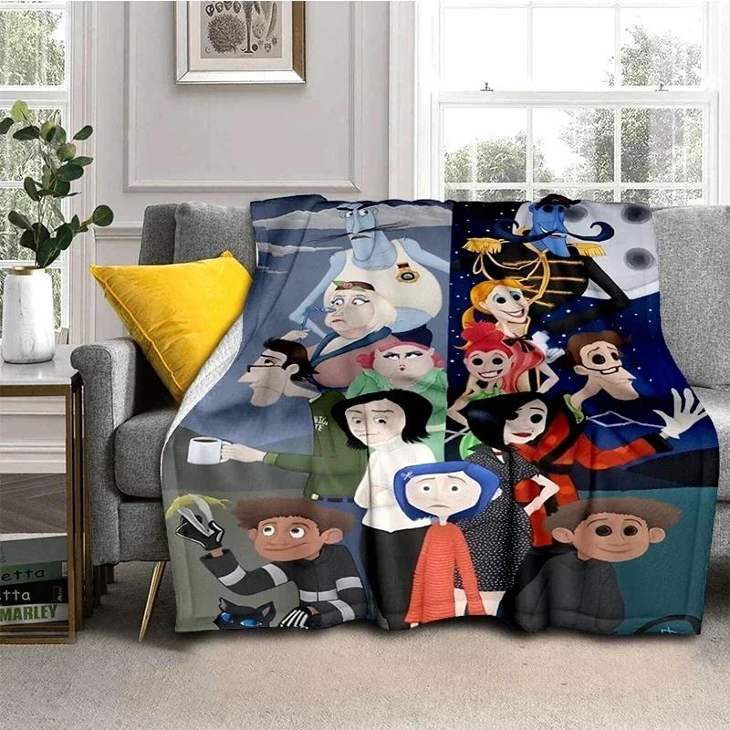 Coraline Movie Throw Blanket Super Soft Kawaii Perfect for Travel Bedding Couch Sofa Bed Birthday Gift Home Textile