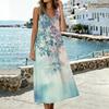 Women U Neck Sleeveless Pocket Split Hem Tank Dress in Cotton Linen with Floral Print for Casual and Everyday Wear