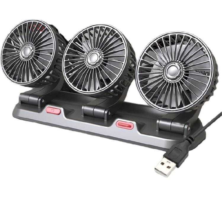 3 Head Cooling Fan with Phone Number Plate for SUV Truck Vehicle 360 Degree Rotating 5V/12V/24V Air Ventilation Fan