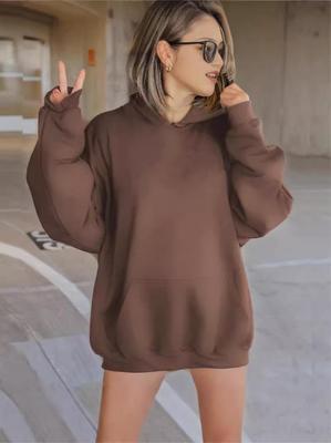 2024 Avrupa ve Amerika Sonbahar/Kış Kadın Düz Renk Bol Kapüşonlu Sweatshirt