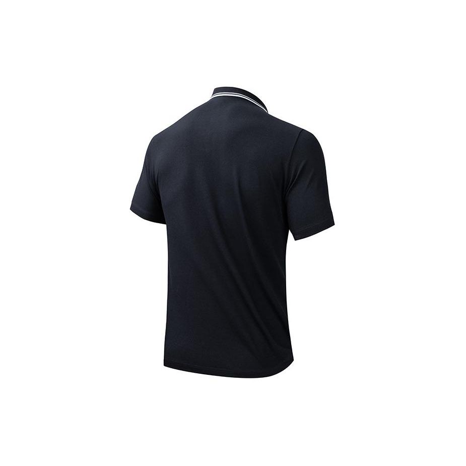 Anta Striped Breathable Sports Polo Shirt Men Tops Basic-Black 152427123-4