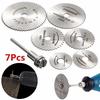 New 7pc/set Metal Circular Saw Disc Wheel Blades Shank High Speed Steel Mini Saw Blades with Mandrels Drill Rotary Wood Cutout