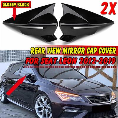 Rear View Mirror Cover Black For Seat Leon 5F MK3 ST Cupra 2013-2019 Car Side Rearview Mirror Cover Accessories