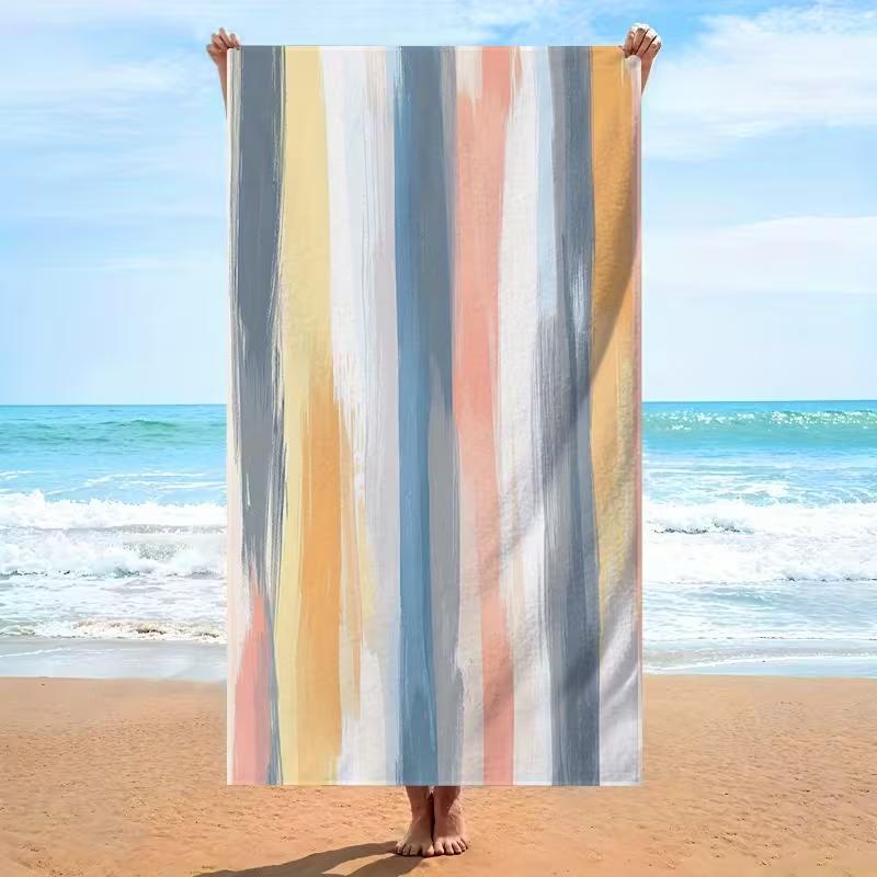 

Minimalist Watercolor Stripe Beach Towel Morandi Tone Line Print Soft Absorbent Quick Dry Towel for Beach Swimming Pool Travel W30*H60(CM)
