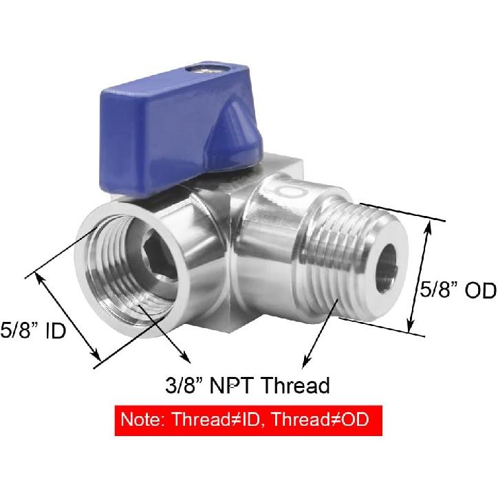 Stainless Steel 90 Degrees Elbow Ball Valve 3/8" NPT Male x 3/8" NPT Female Shut Off Valve for Water Fuel Air
