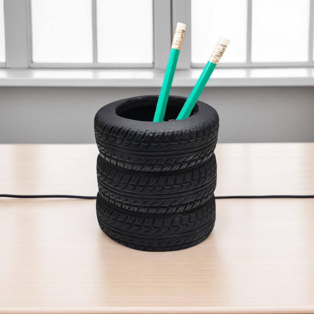 1 Pc Creative Tire Pen Holder, Personalized Stationery Storage Bucket, Office Desktop Storage Tube