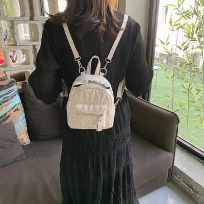 Ins Small Bag Women's New Versatile Rhombus Embroidered Thread Backpack Fashionable and Simple Student Casual Small Backpack