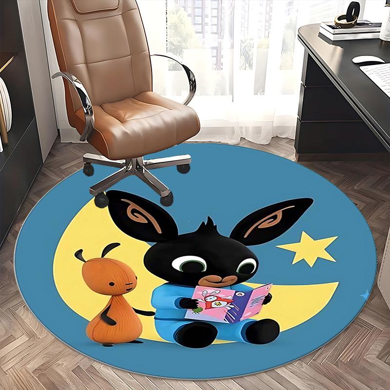Bing Bunny, Nacht-Abenteuer Stuhlunterlage Runde Teppichboden Büroteppich, Maschinenwaschbar, Rutschfest, Geeignet für Wohnzimmer, Schlafzimmer