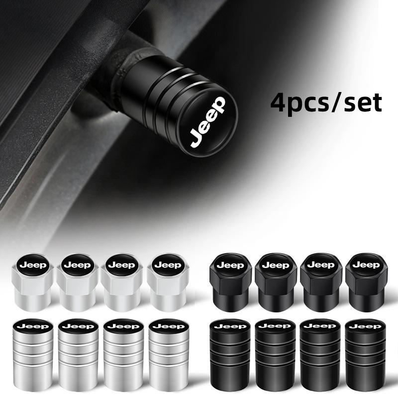 4Pcs Metal Car Wheel Tire Valves Caps Waterproof Dustproof Cover For Jeep Grand Cherokee Wrangler JK Gladiator Compass Renegade